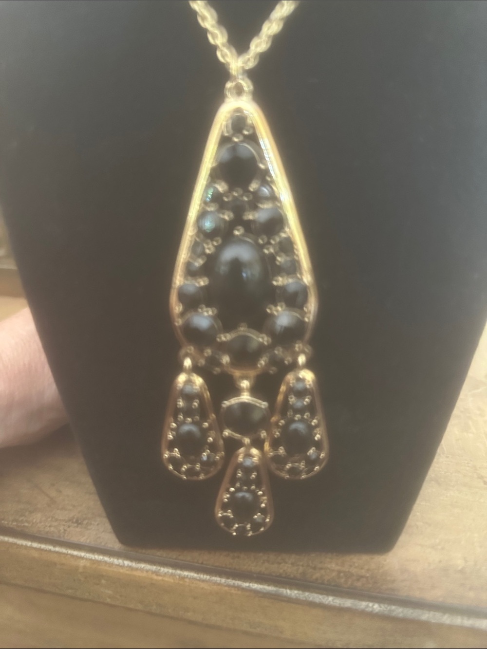 Kate Spade Gold-Tone Black Chandelier Pendant Necklace